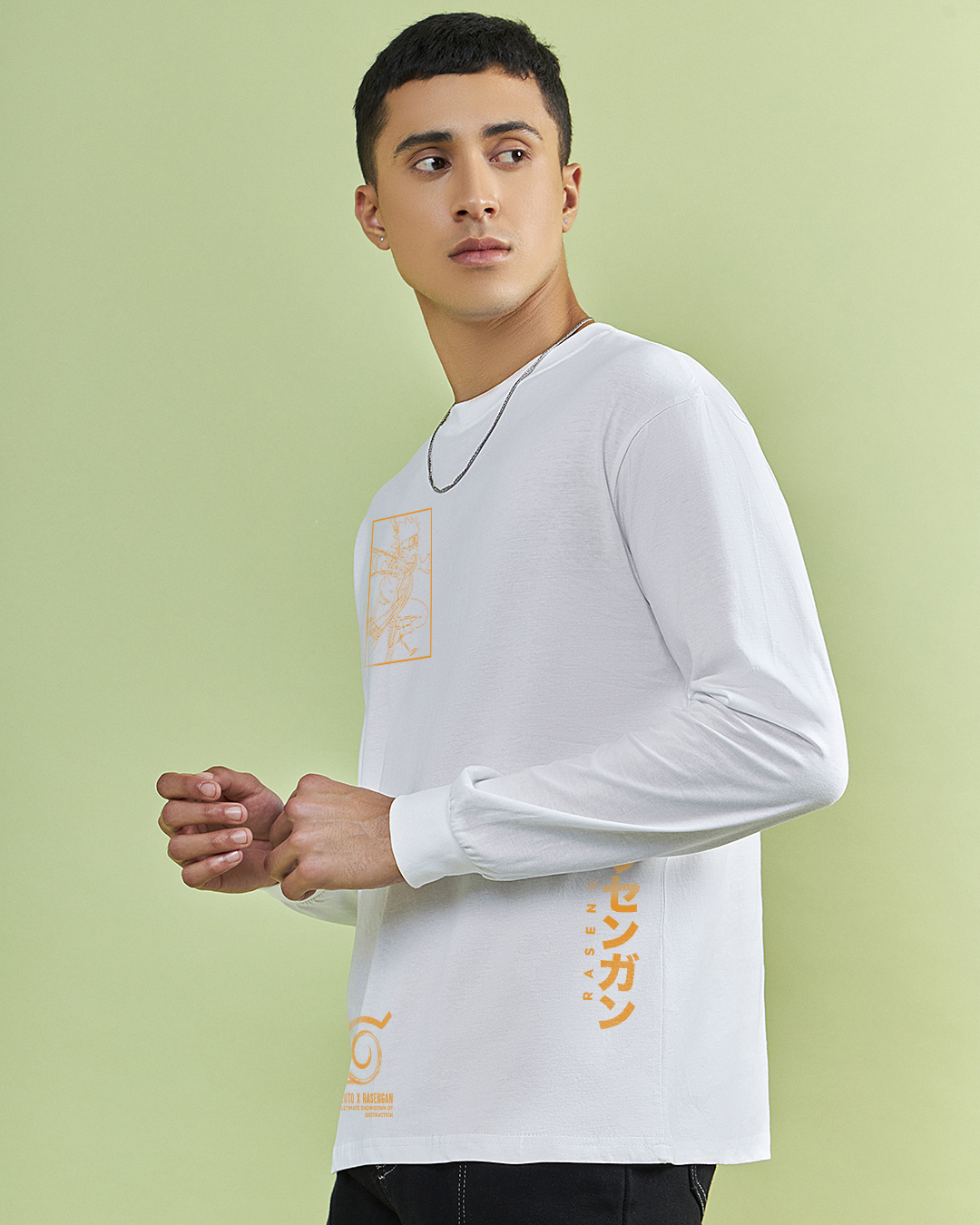 Shop Men's White Rasengan Graphic Printed Oversized T-shirt-Back