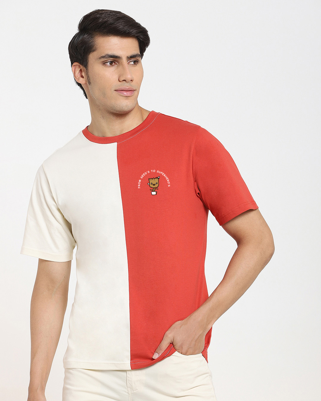 Shop Men's White Real Superheroes Oversized T-shirt-Back