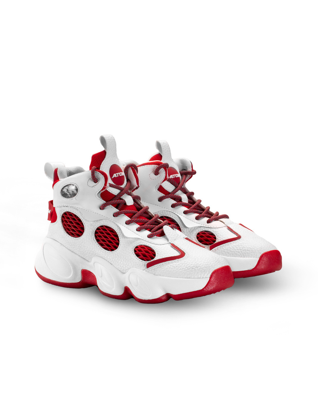Shop Men's White & Red Color Block High-Top Sneakers-Back