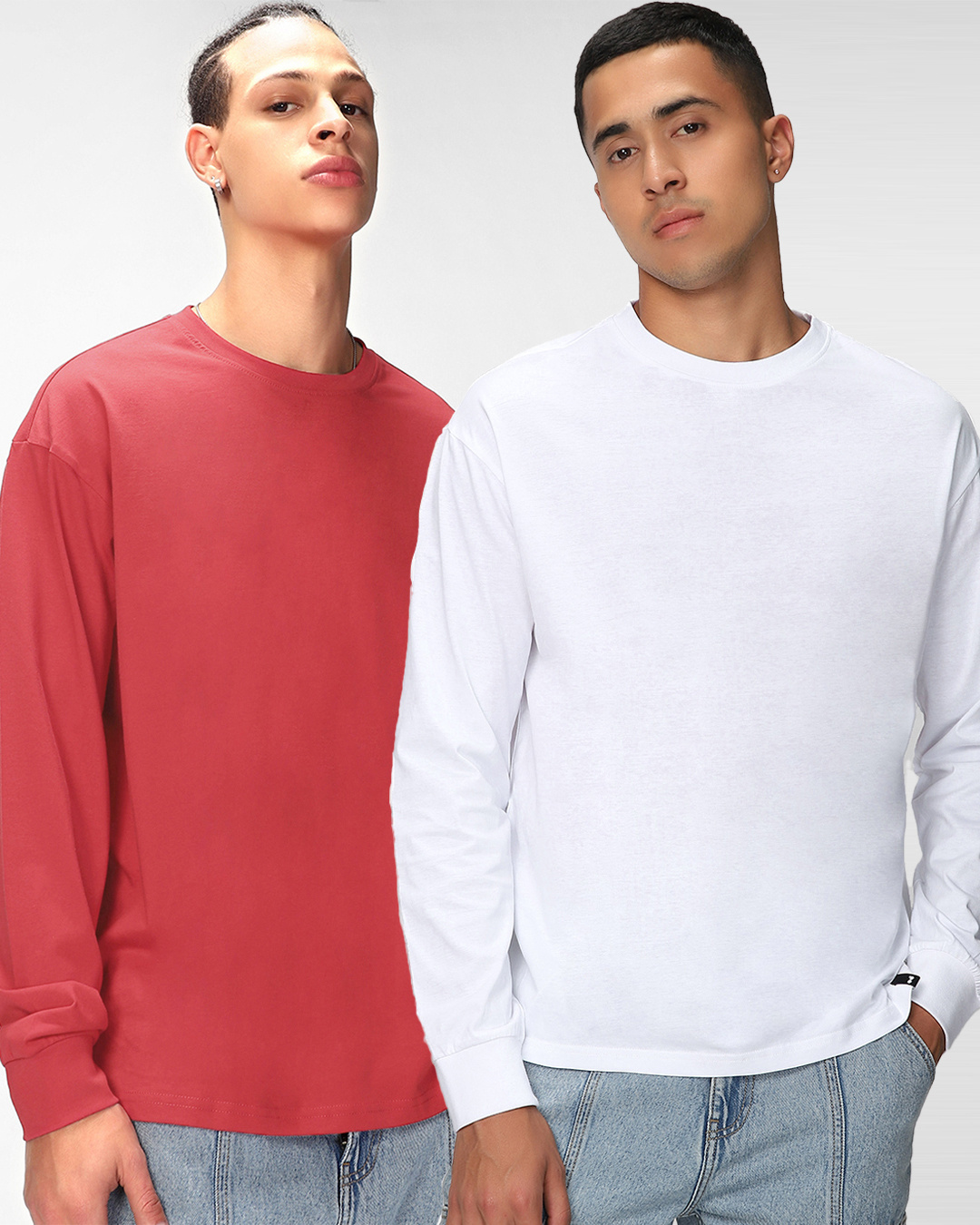 Buy Pack of 2 Men's White & Red Oversized Tshirt Online at Bewakoof