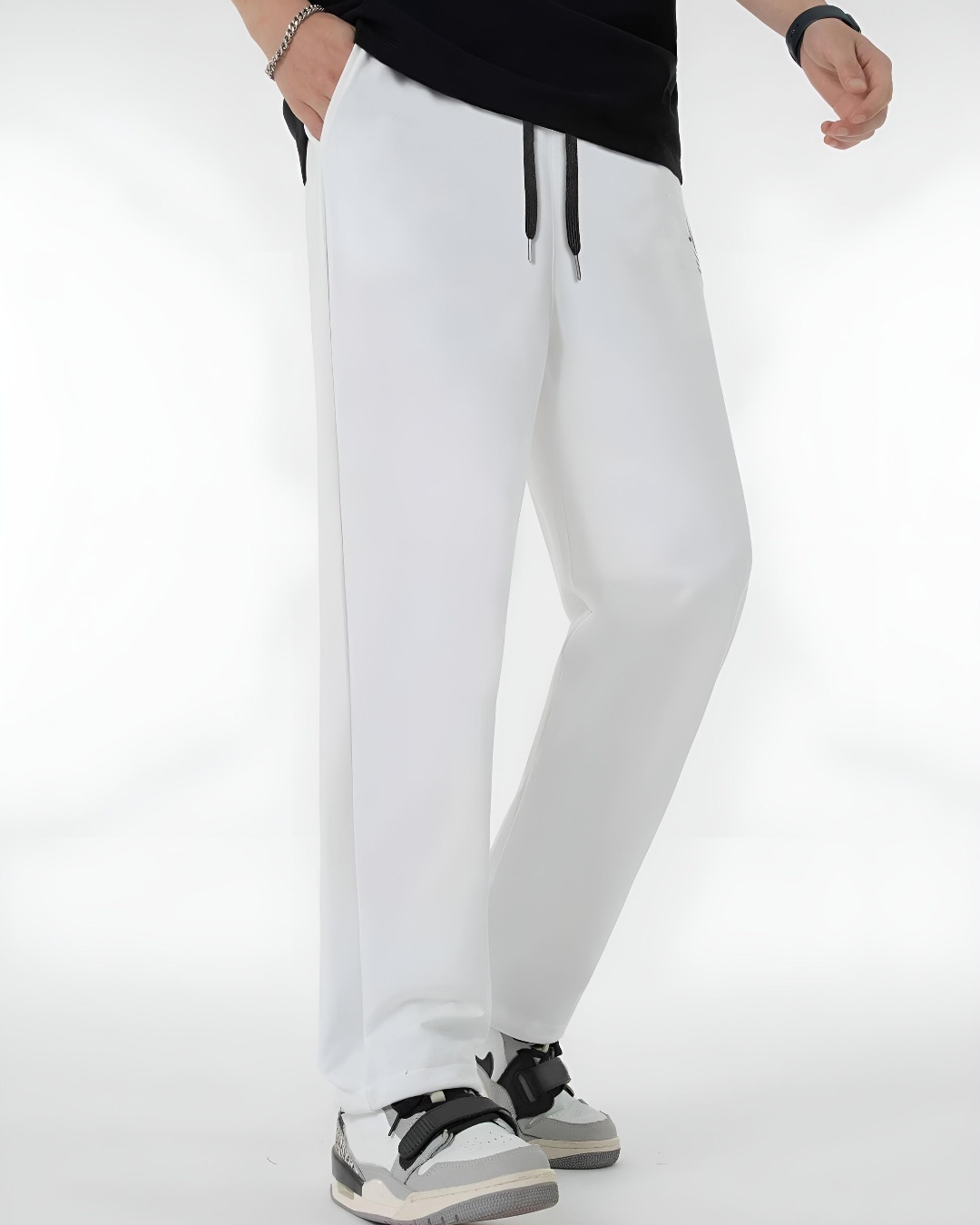 Shop Men's White Relaxed Fit Track Pants-Back