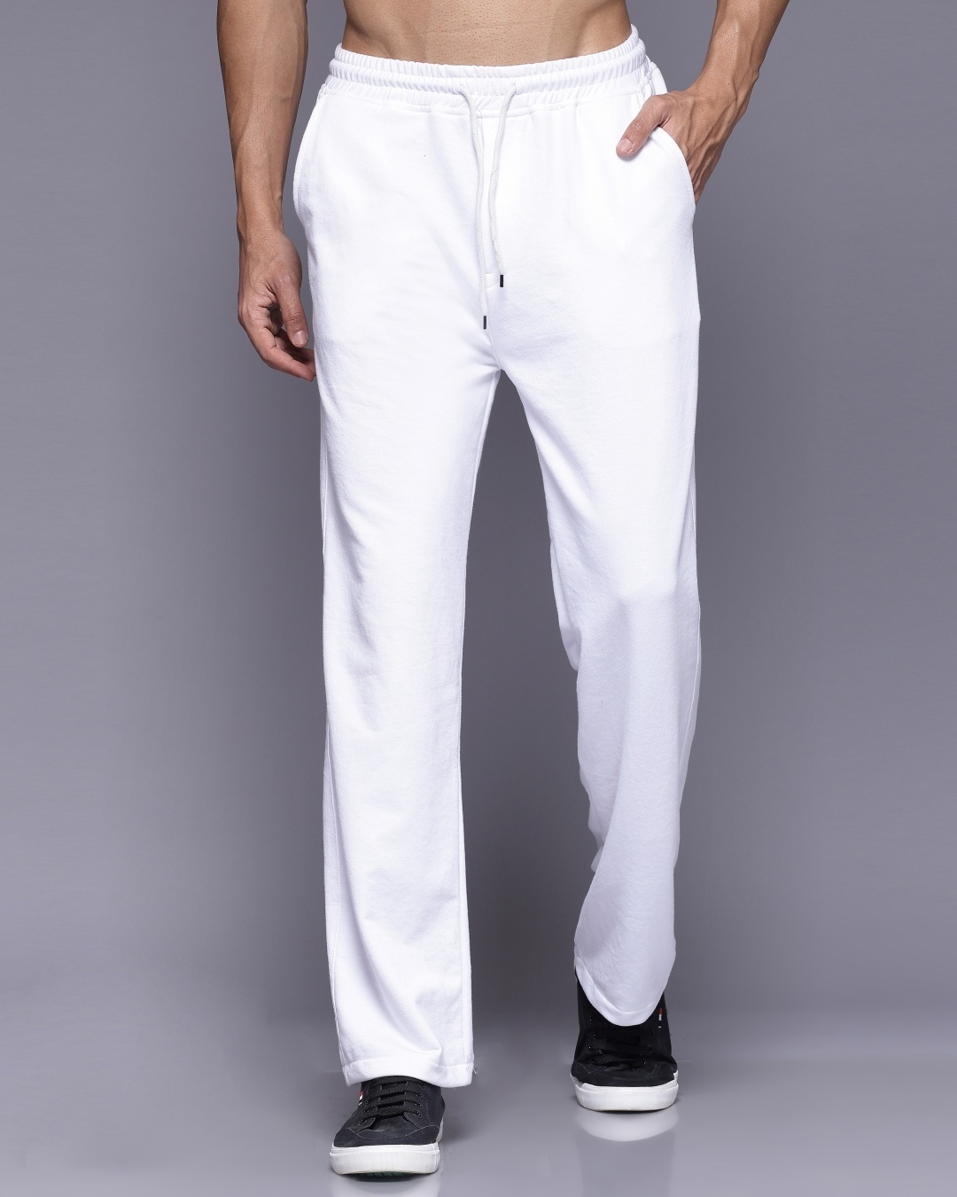 Buy Men's White Relaxed Fit Track Pants Online at Bewakoof