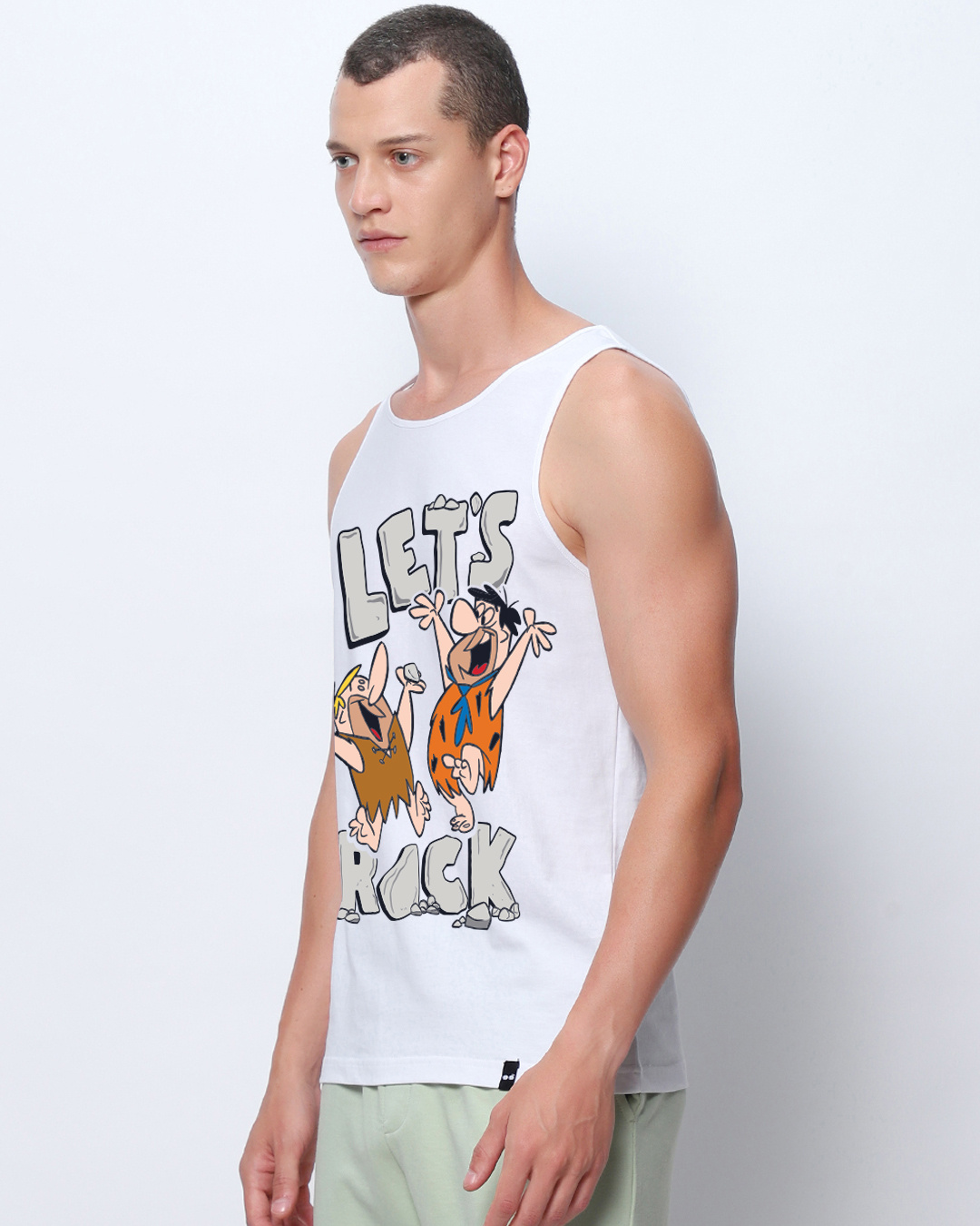 Shop Men's White Rock N Roll Graphic Printed Vest-Back
