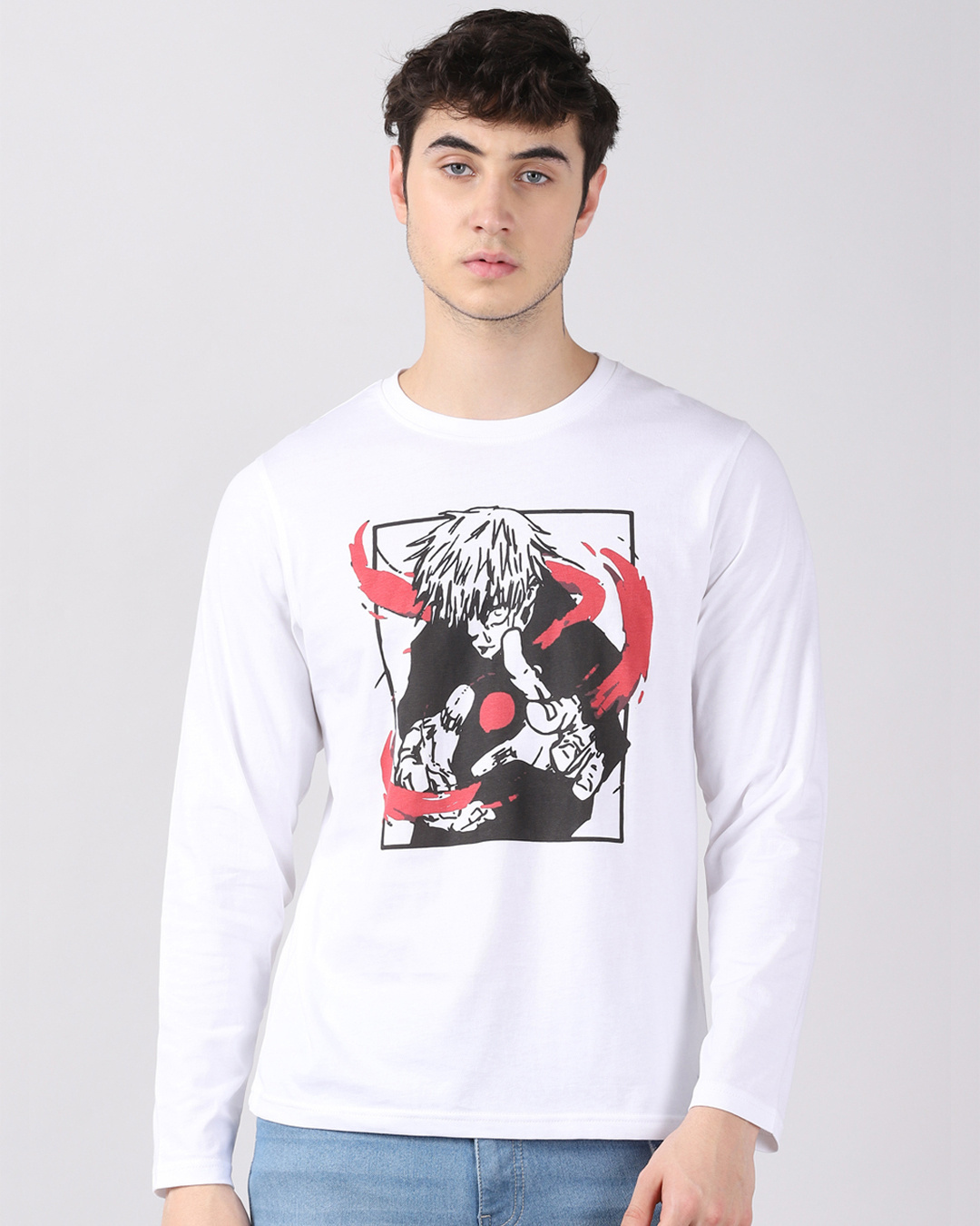 Buy Men S White Anime Satoru Gojo Jujutsu Kaisen Graphic Printed T