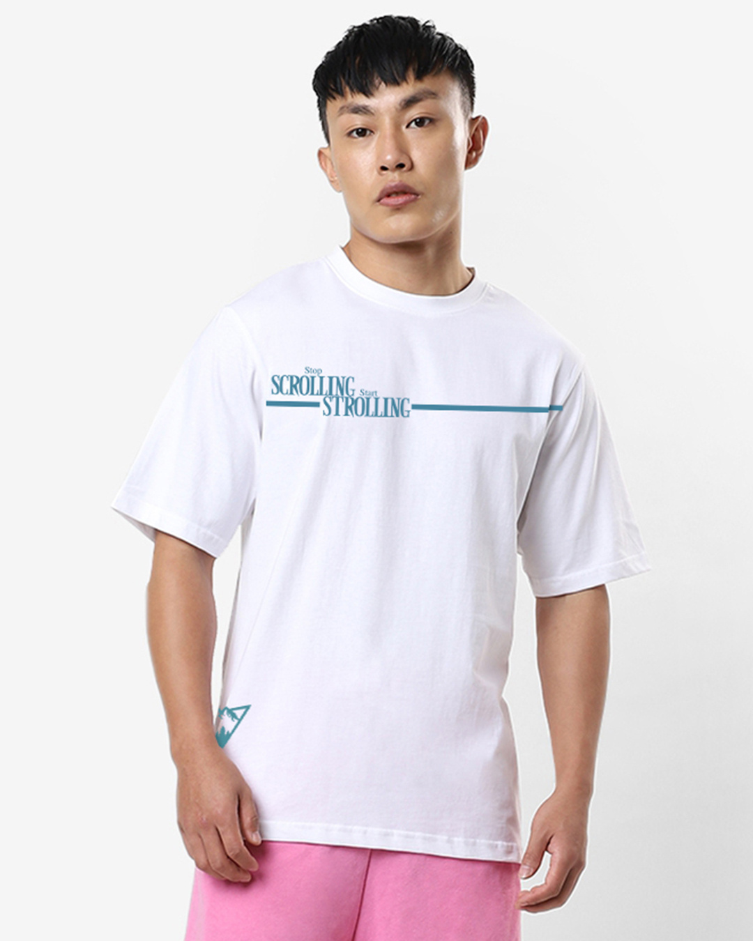 Shop Men's White Scrolling Typography Oversized T-shirt-Back