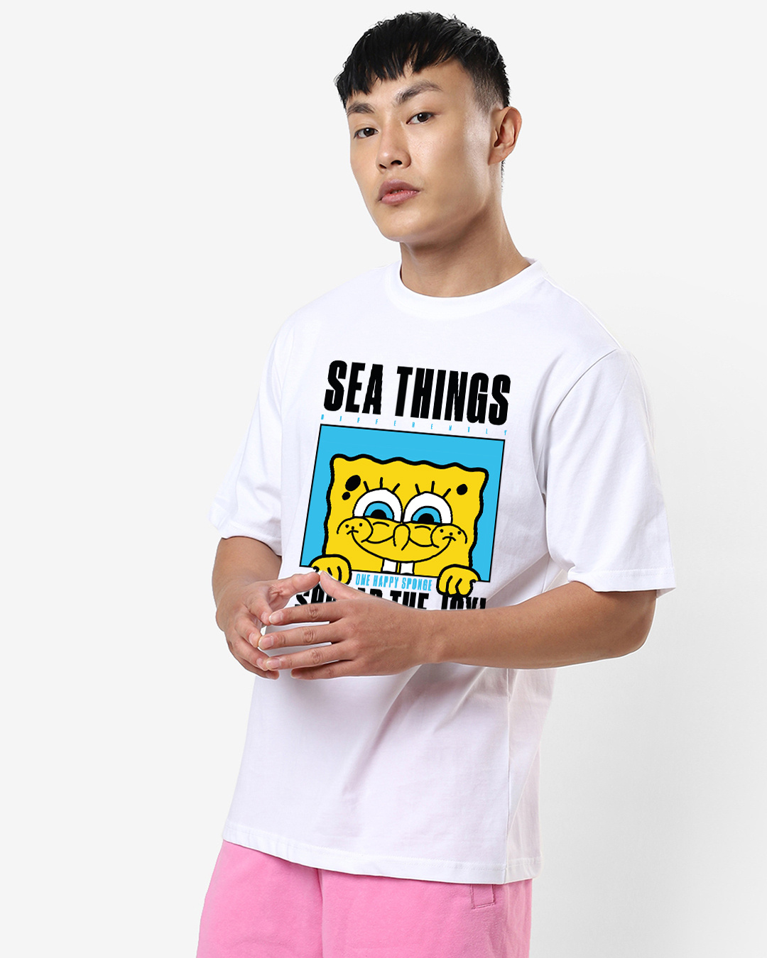 Shop Men's White Sea Things Graphic Printed Oversized T-shirt-Back