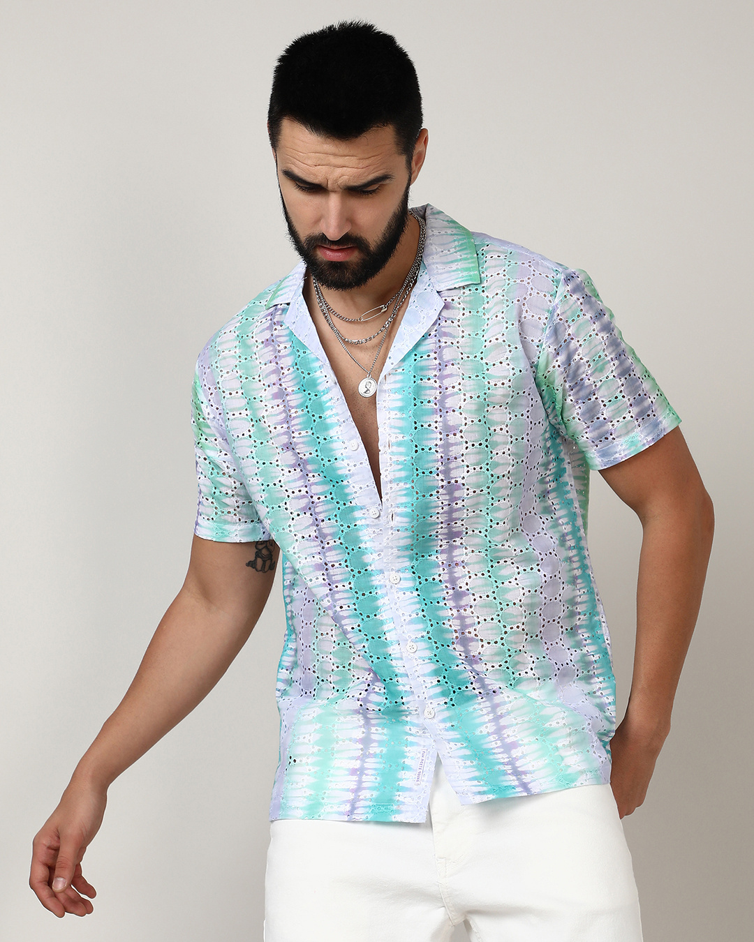 mens green tie dye shirt