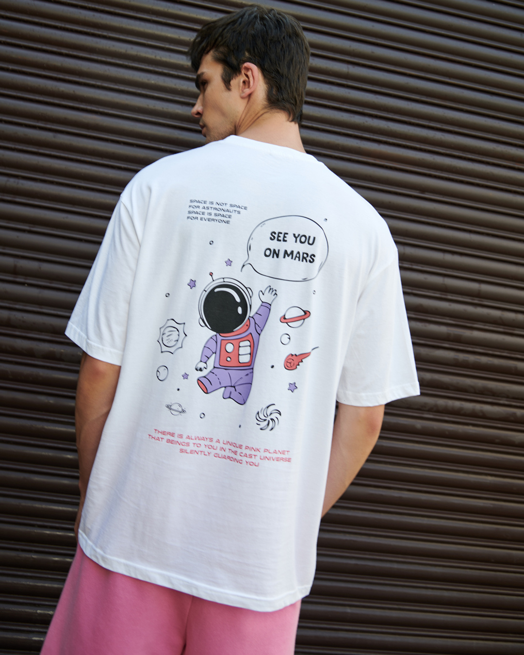 Shop Men's White See You On Mars Graphic Printed Oversized T-shirt-Back