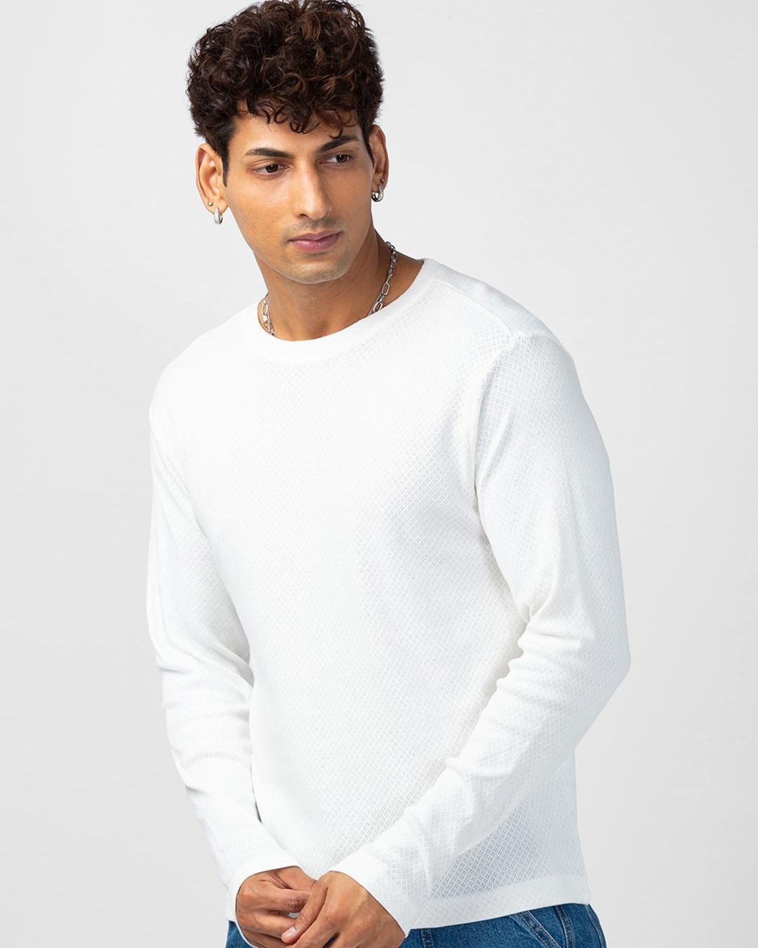 Shop Men's White Self Designed T-shirt-Back