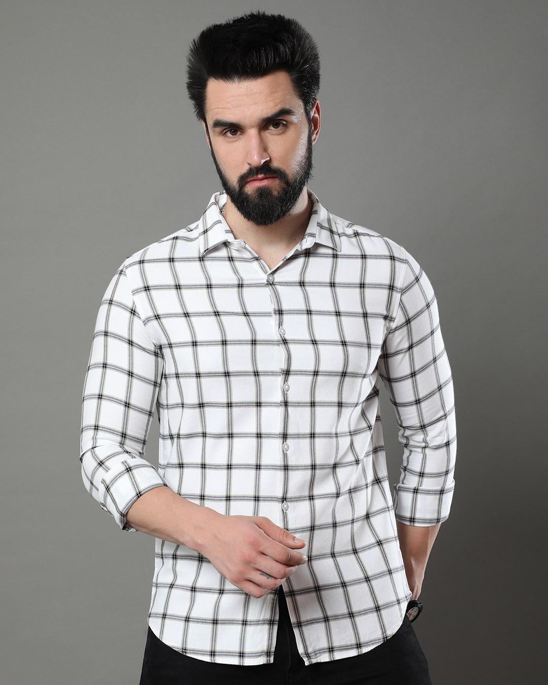 Buy Men's White Checked Shirt Online at Bewakoof