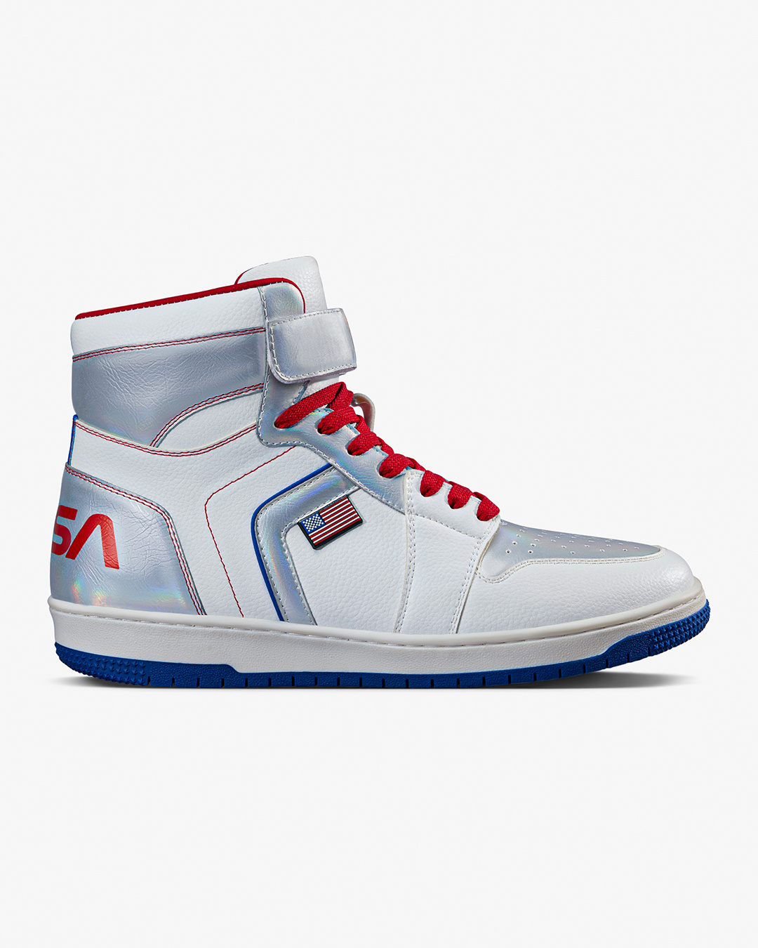 Shop Men's White & Silver NASA Color Block High Top Sneakers-Back