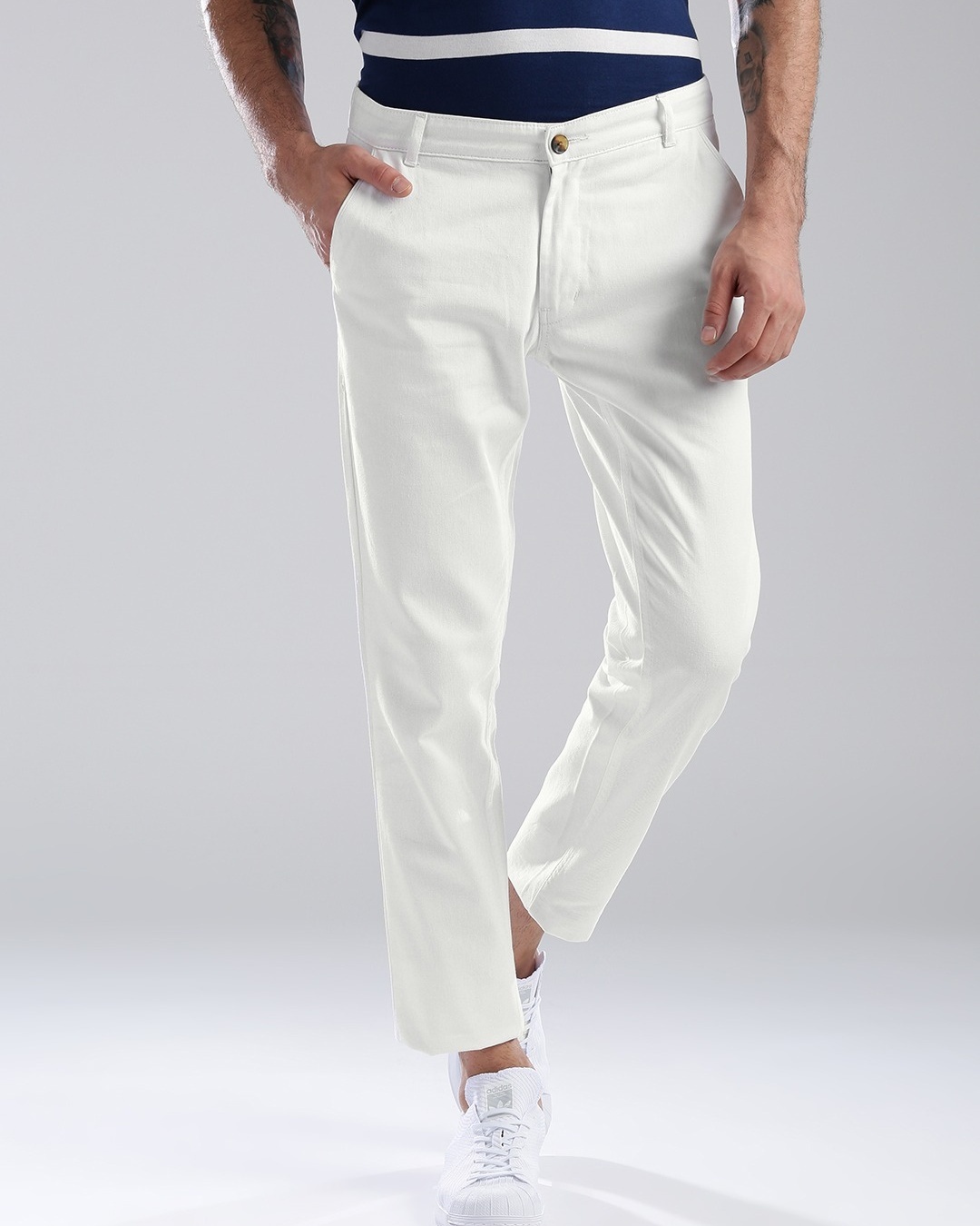 Buy Men's White Slim Fit Chinos for Men White Online at Bewakoof