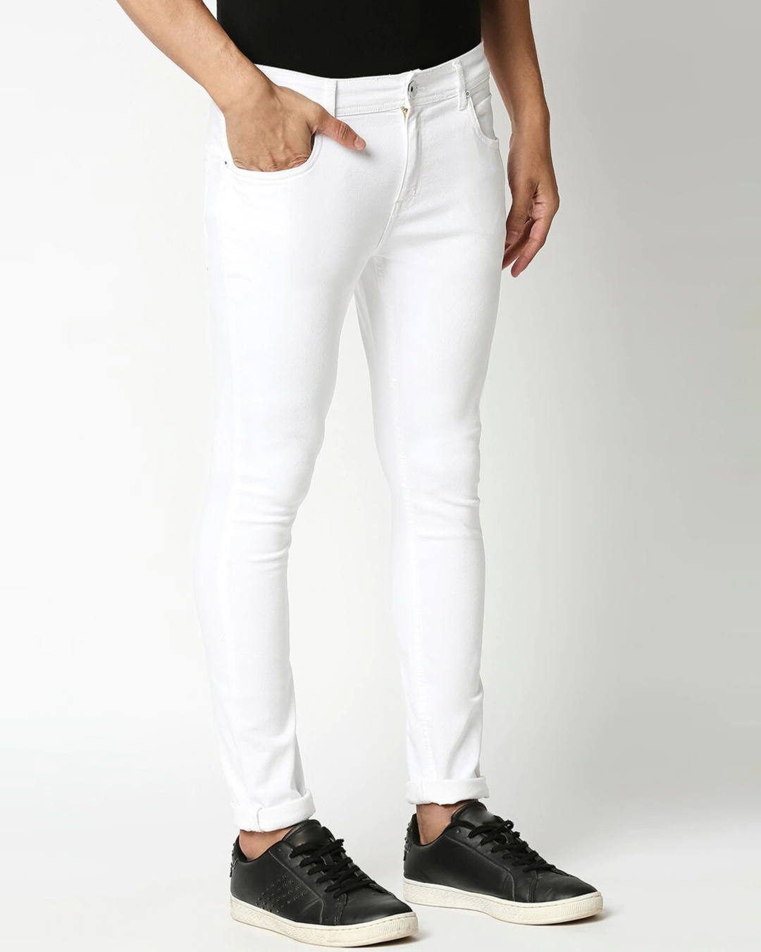 Shop Men's White Slim Fit Jeans-Back