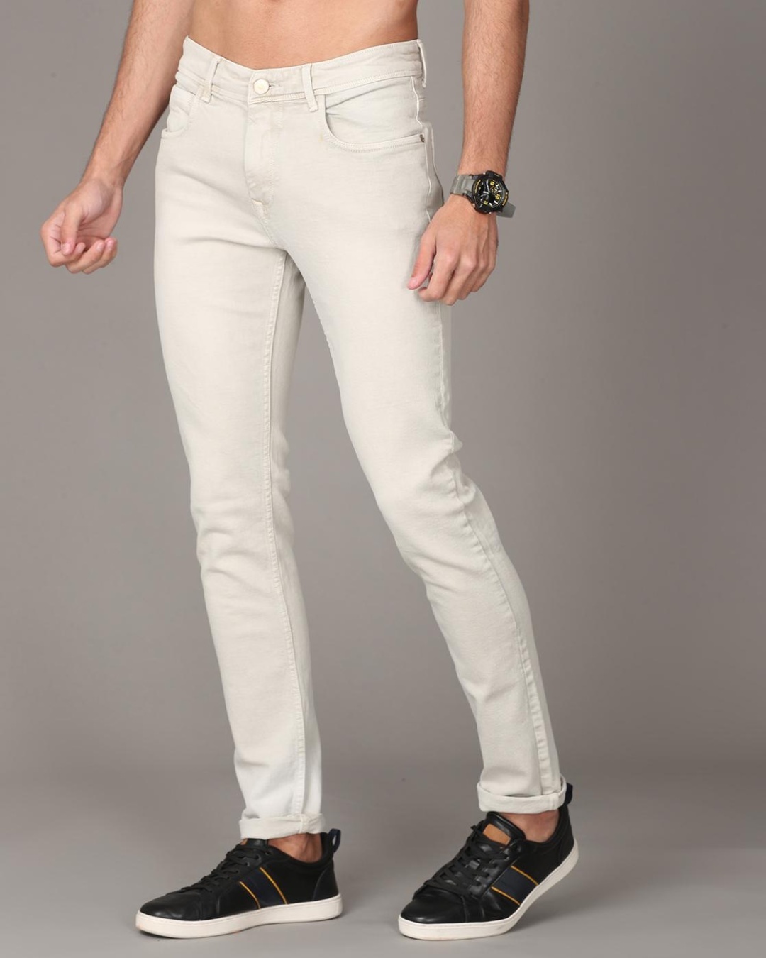 Shop Men's White Slim Fit Jeans-Back