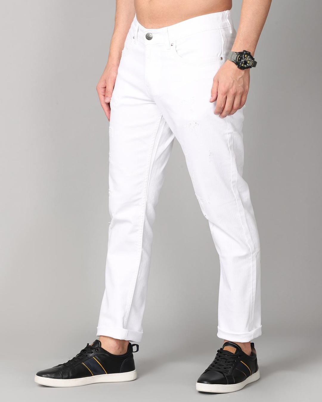 Shop Men's White Slim Fit Jeans-Back