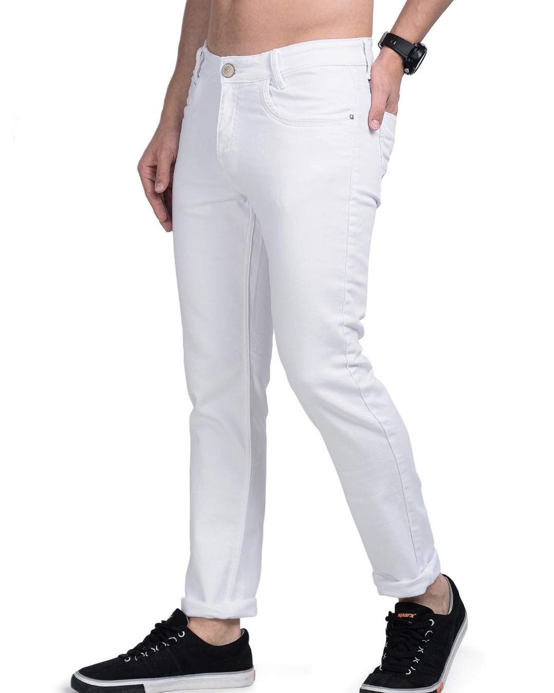 Shop Men's White Slim Fit Jeans-Back