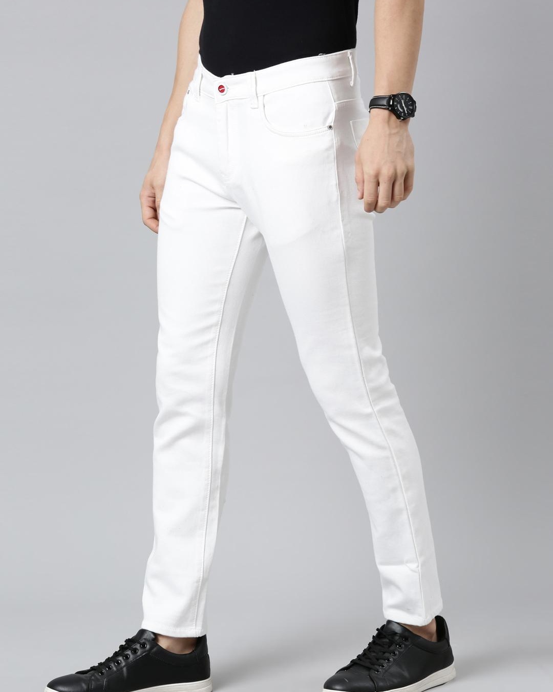 Shop Men's White Slim Fit Jeans-Back