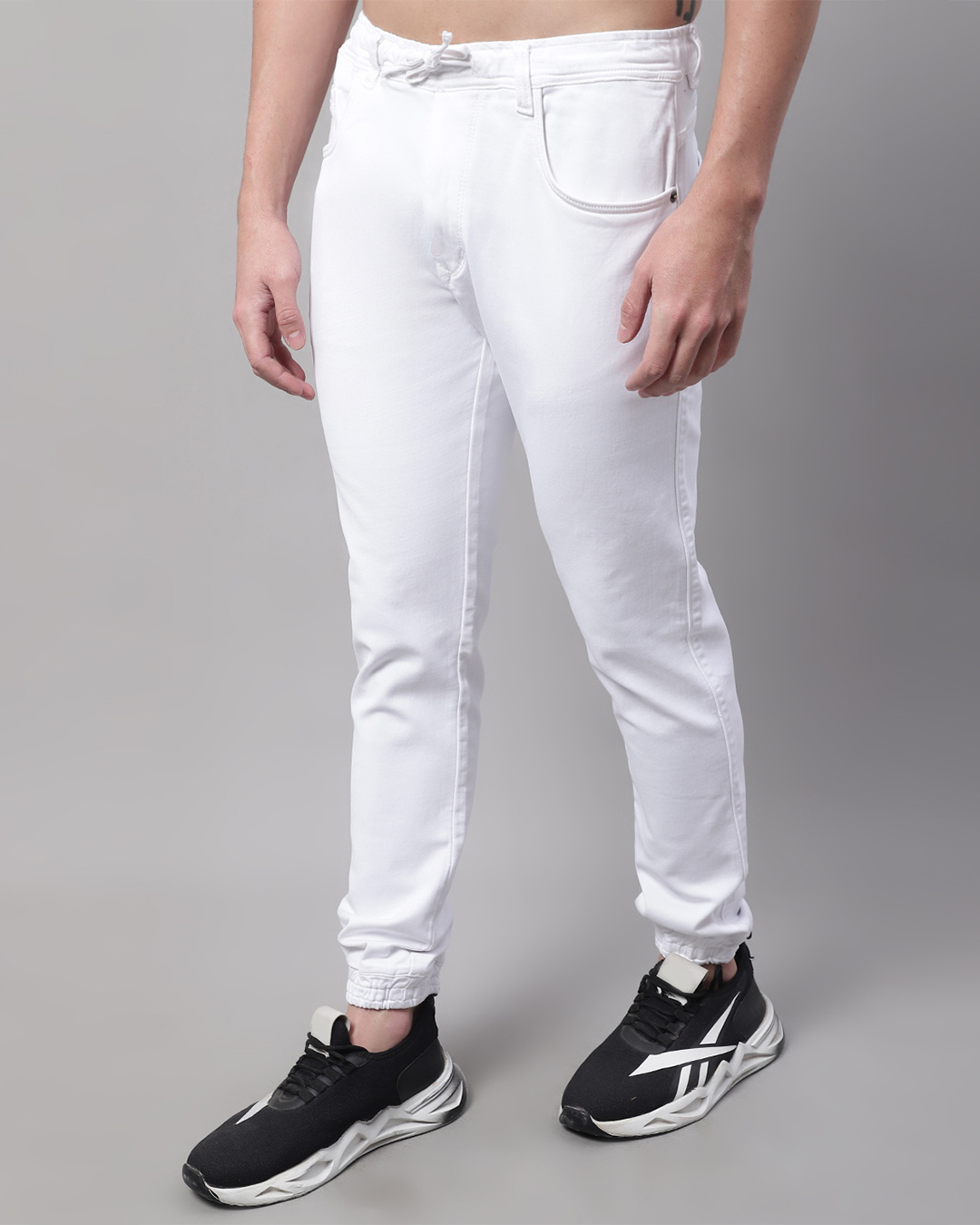 Shop Men's White Slim Fit Jogger Jeans-Back