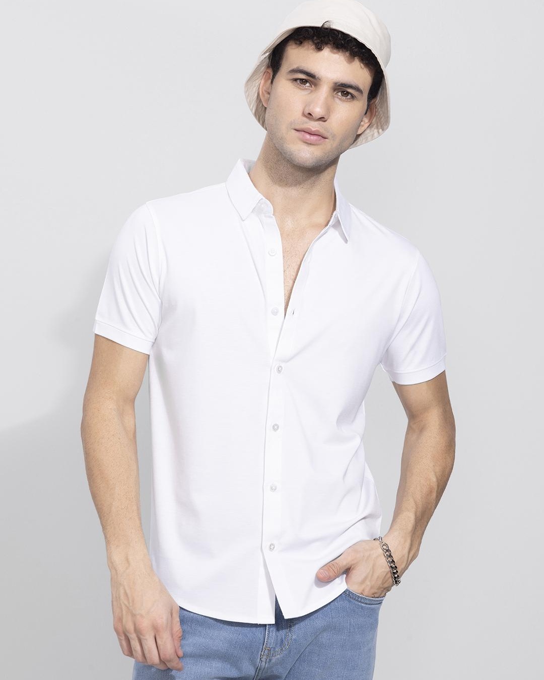 Shop Men's White Slim Fit Shirt-Back