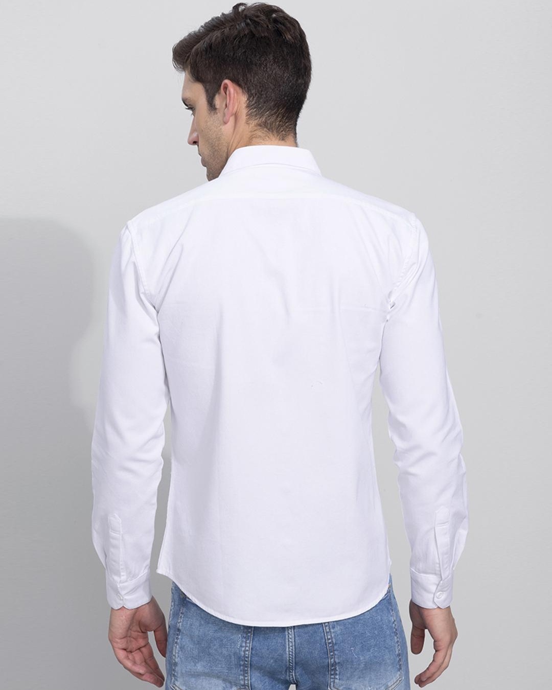 Shop Men's White Slim Fit Shirt-Back