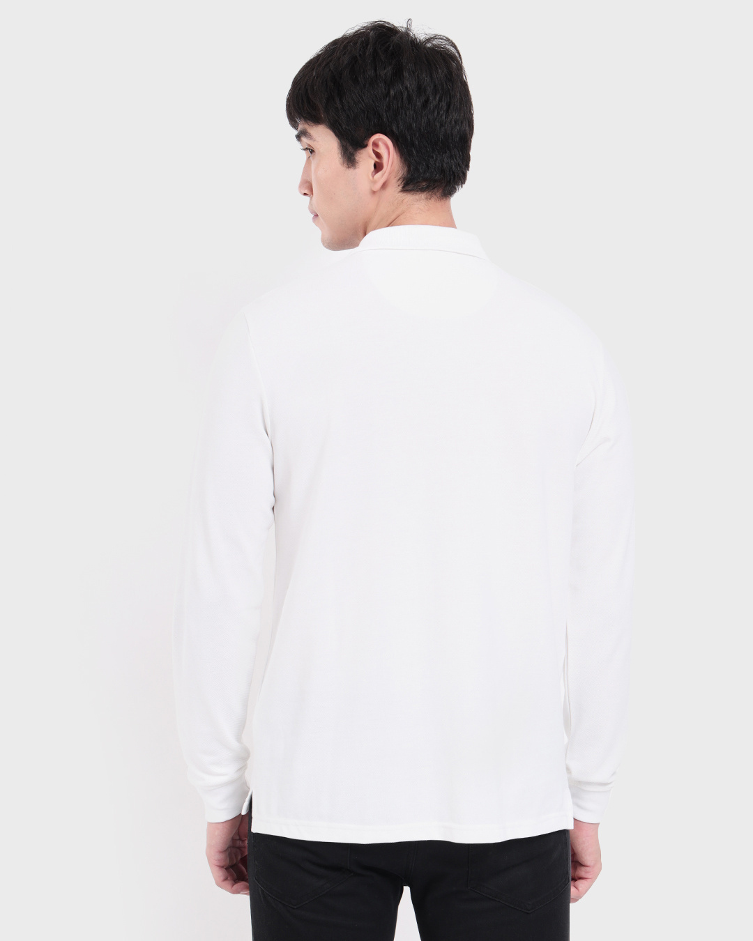 Shop Men's White Solid Polo T-shirt-Back