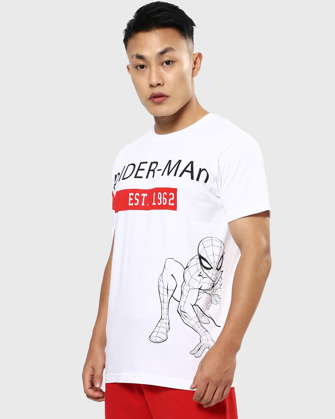 Shop Men's White Spider Man Typography T-shirt-Back