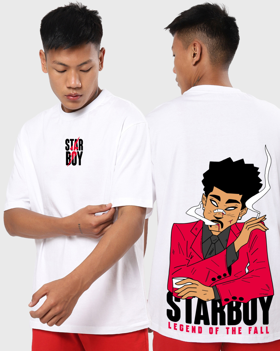 Buy Men's White Starboy Graphic Printed Oversized Tshirt Online at