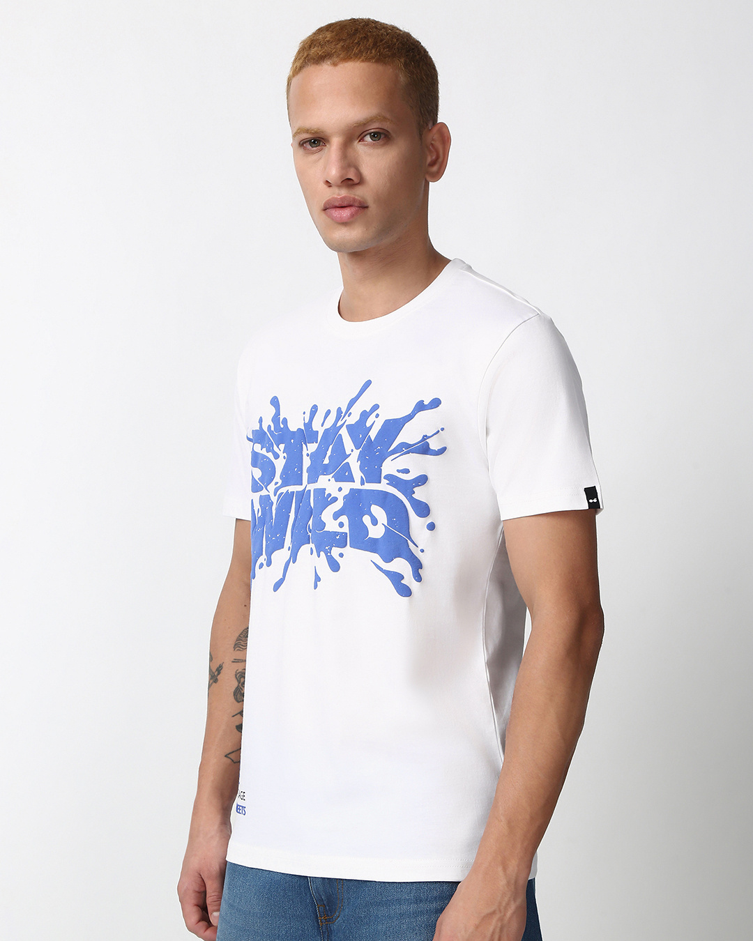 Shop Men's White Stay Wild Graphic Printed T-shirt-Back