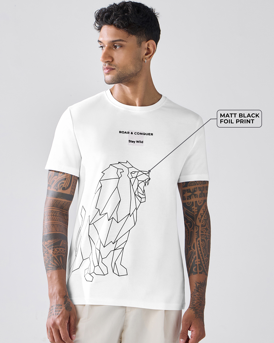 Shop Men's White Stay Wild Graphic Printed T-shirt-Back