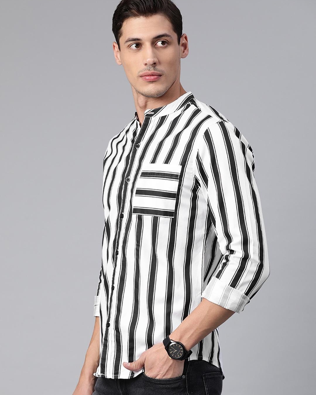 Shop Men's White Striped Shirt-Back