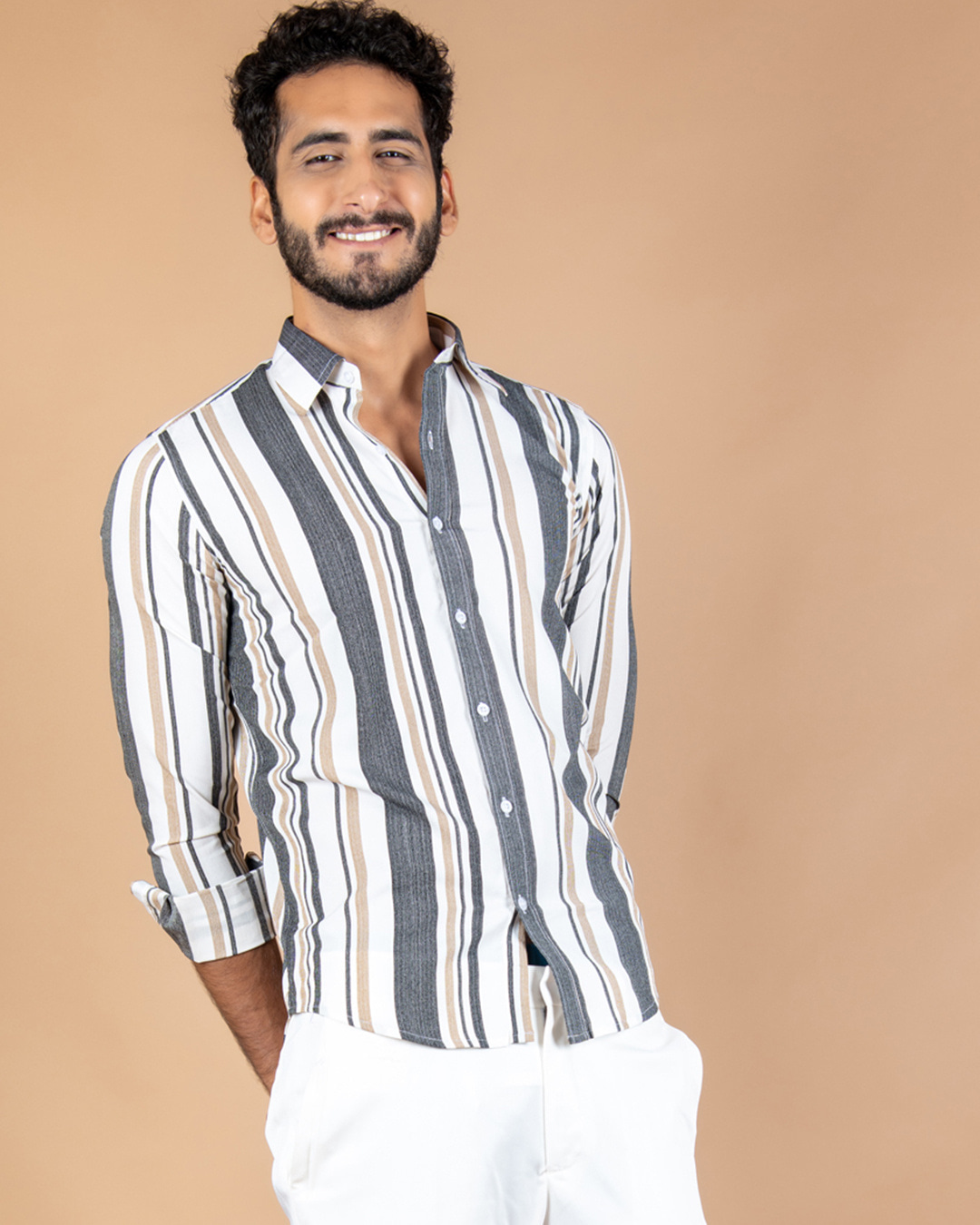 Buy Men's White Striped Shirt Online at Bewakoof