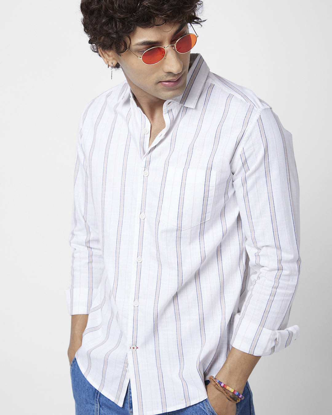 Buy Men's White Striped Shirt Online at Bewakoof