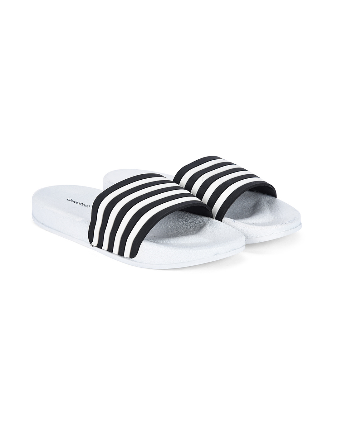 Shop Men's White Striped Sliders-Back