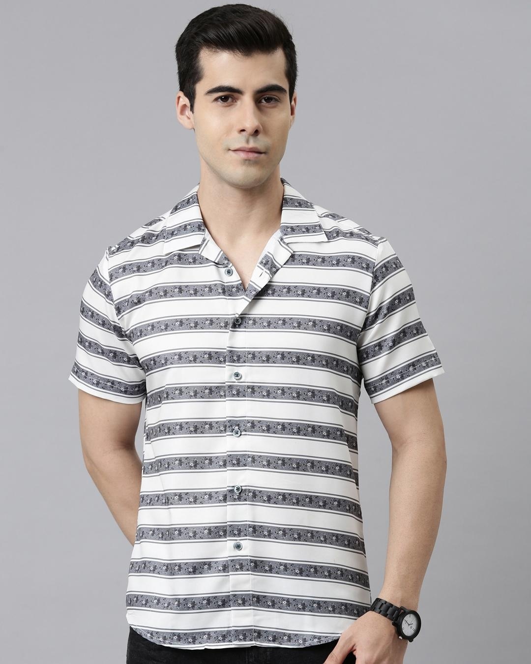 Buy Mens White Striped Slim Fit Shirt Online At Bewakoof 1372