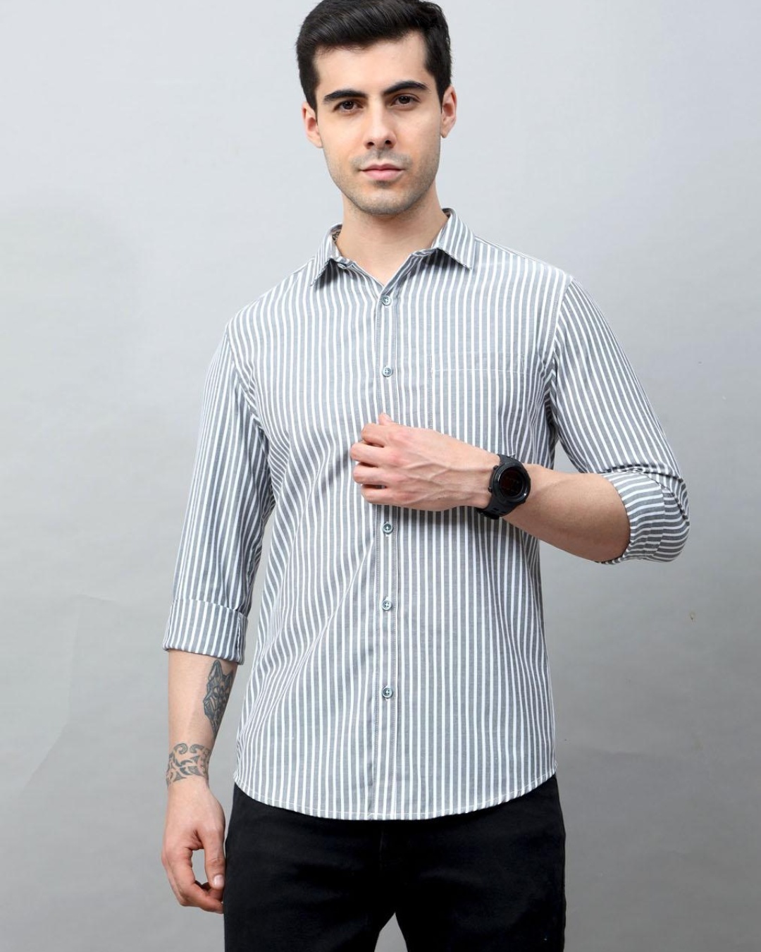 Buy Mens White Striped Slim Fit Shirt Online At Bewakoof 2976