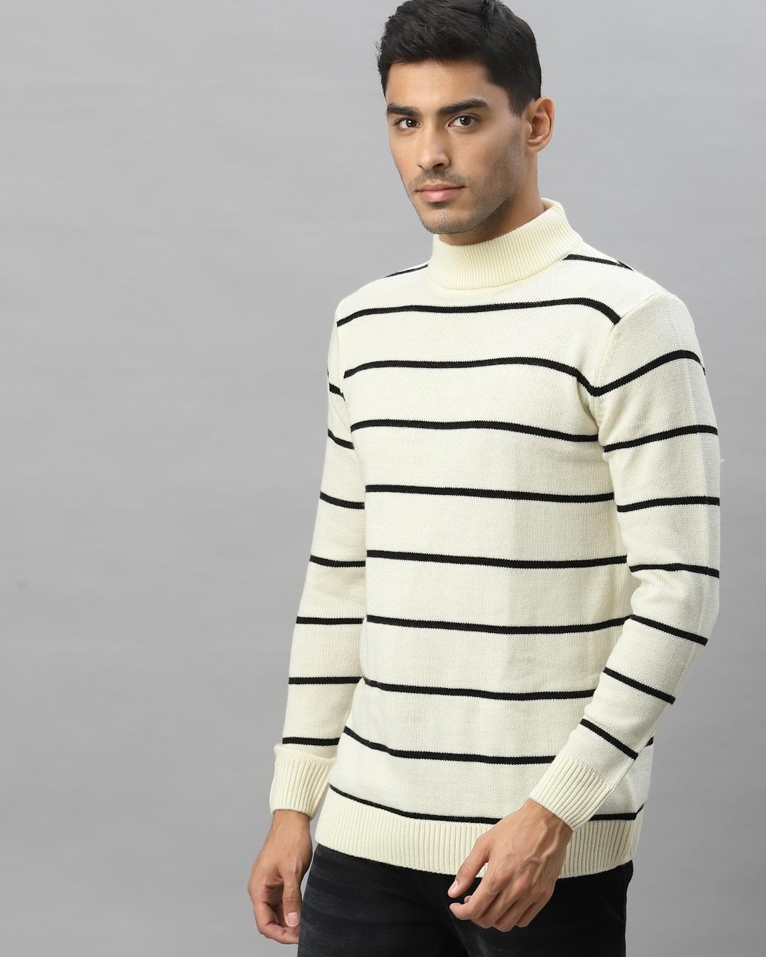 Shop Men's White Striped Sweater-Back