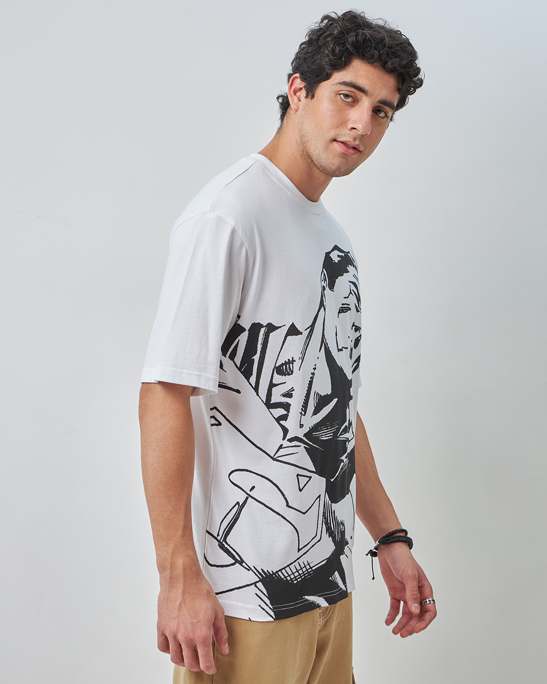 Shop Men's White Superman Graphic Printed Oversized T-shirt-Back