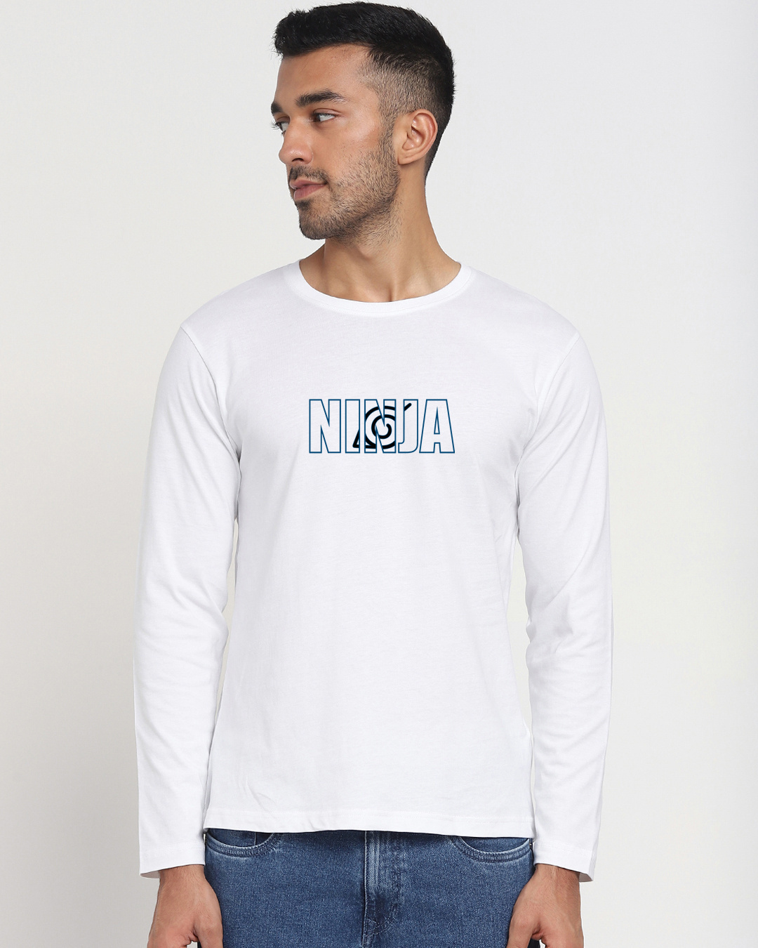 Shop Men's White Team Konoha Graphic Printed T-shirt-Back