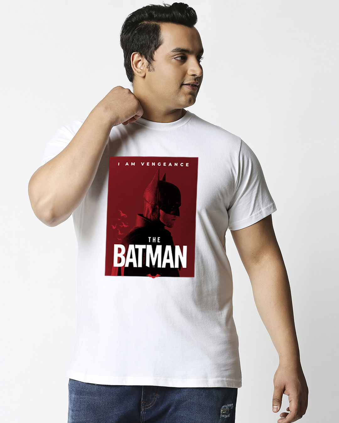 Buy Men's White The Batman Graphic Printed Plus Size T-shirt Online at ...