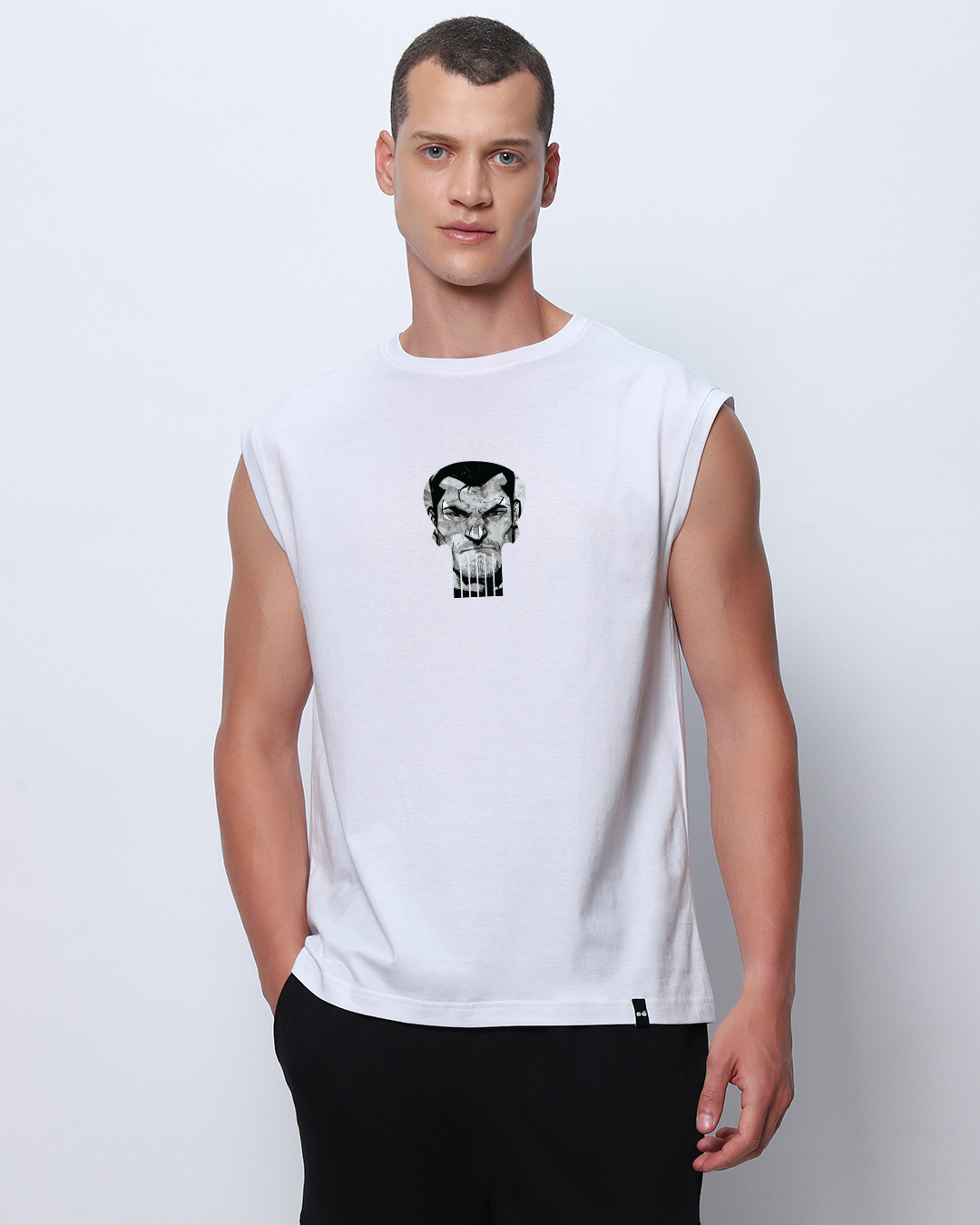 Shop Men's White The Punisher Graphic Printed Boxy Fit Vest-Back