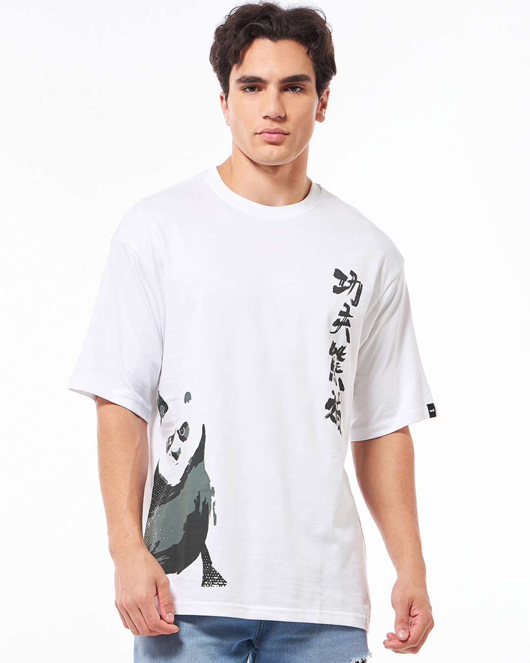 Shop Men's White The Real Warrior Graphic Printed Oversized T-shirt-Back