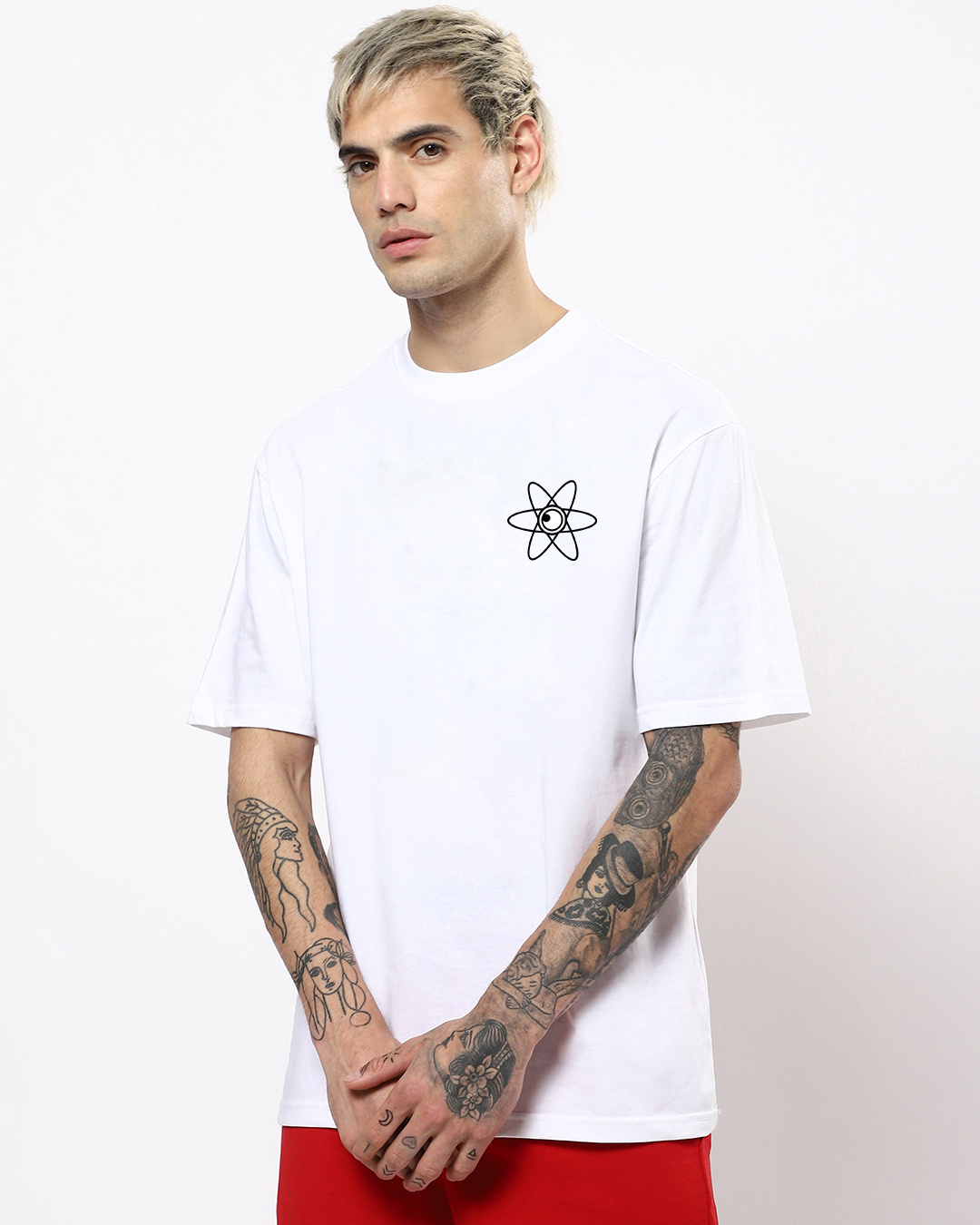 Shop Men's White Think Like a Pro Typography Oversized T-shirt-Back