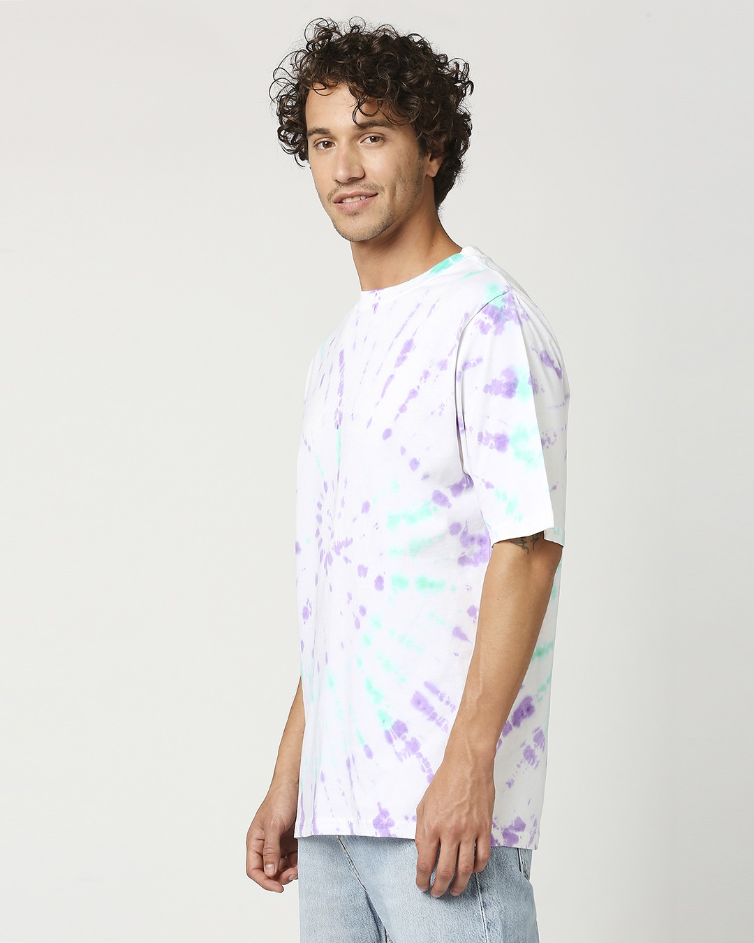 Shop Men's White Tie & Dye Oversized T-shirt-Back
