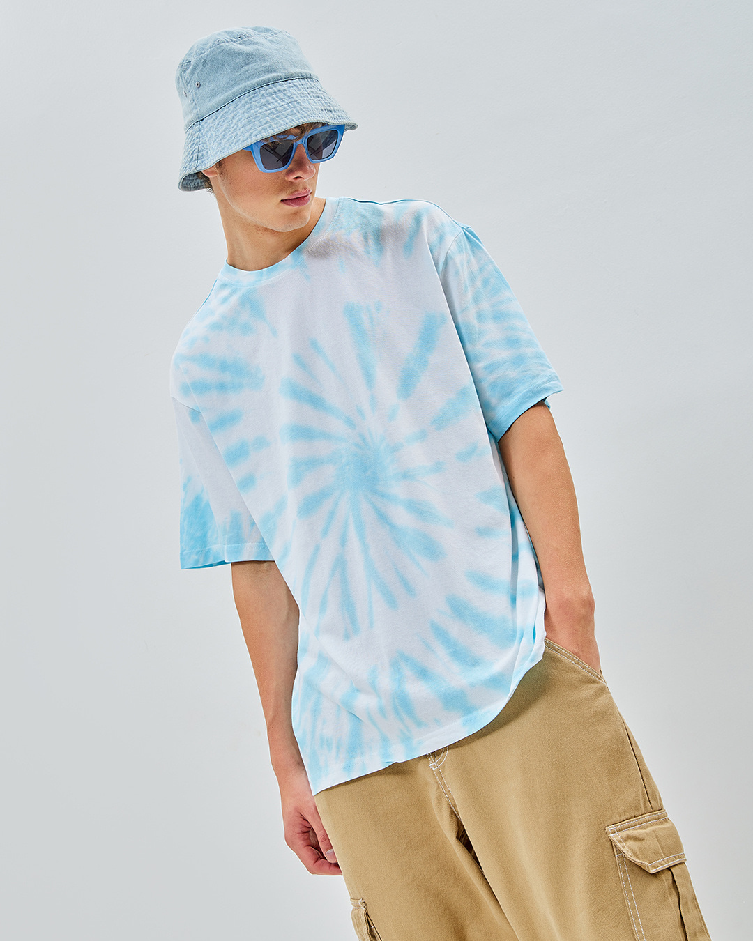 Buy Mens White And Blue Tie And Dye Oversized T Shirt Online At Bewakoof