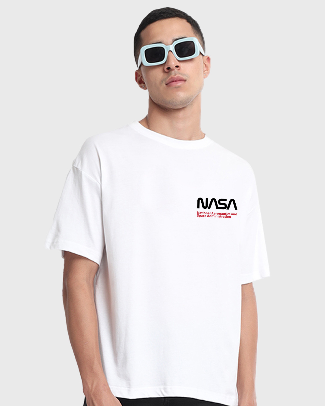 Shop Men's White Too Alien For Earth Graphic Printed Oversized T-shirt-Back