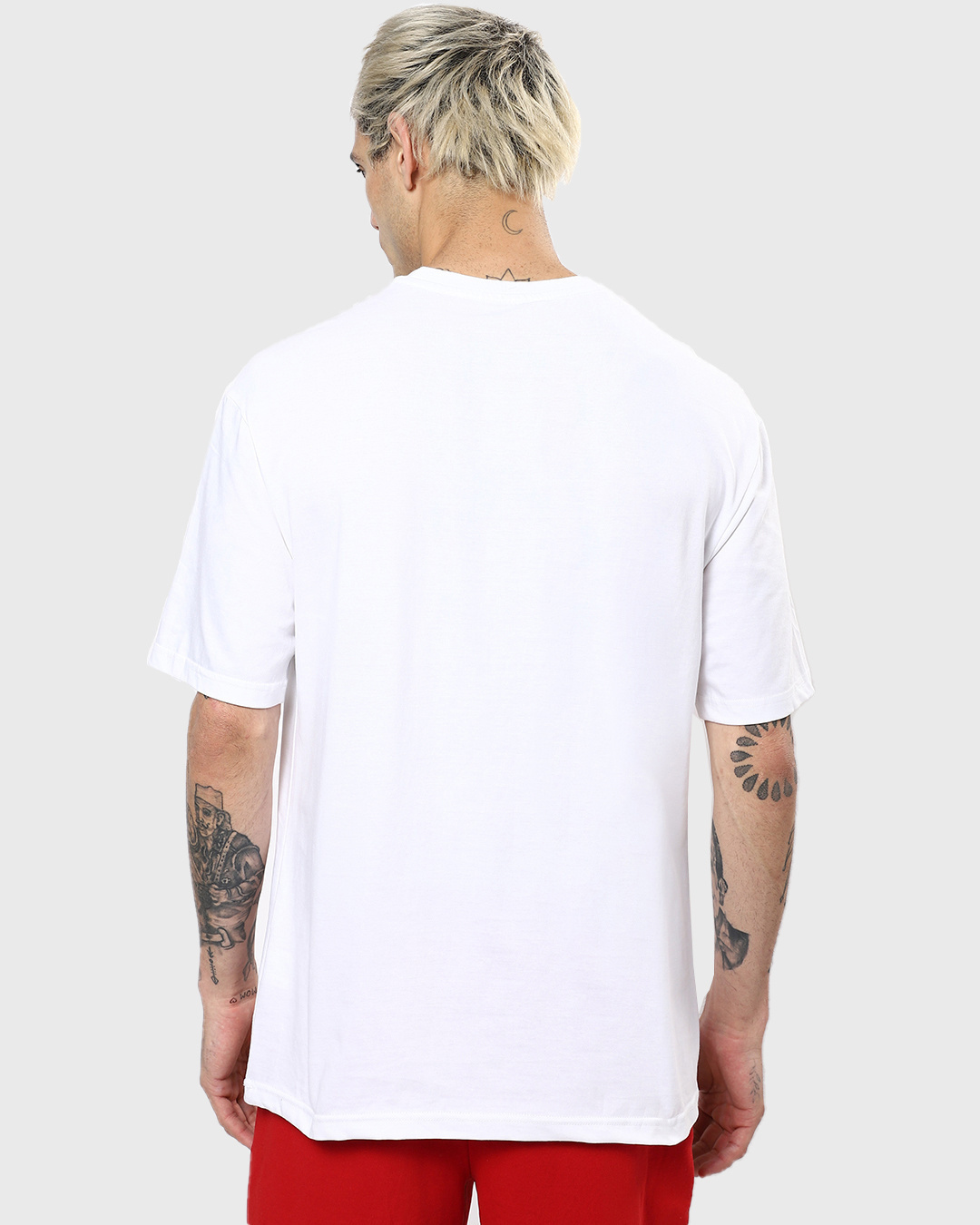Shop Men's White Torque Graphic Printed Oversized T-shirt-Back