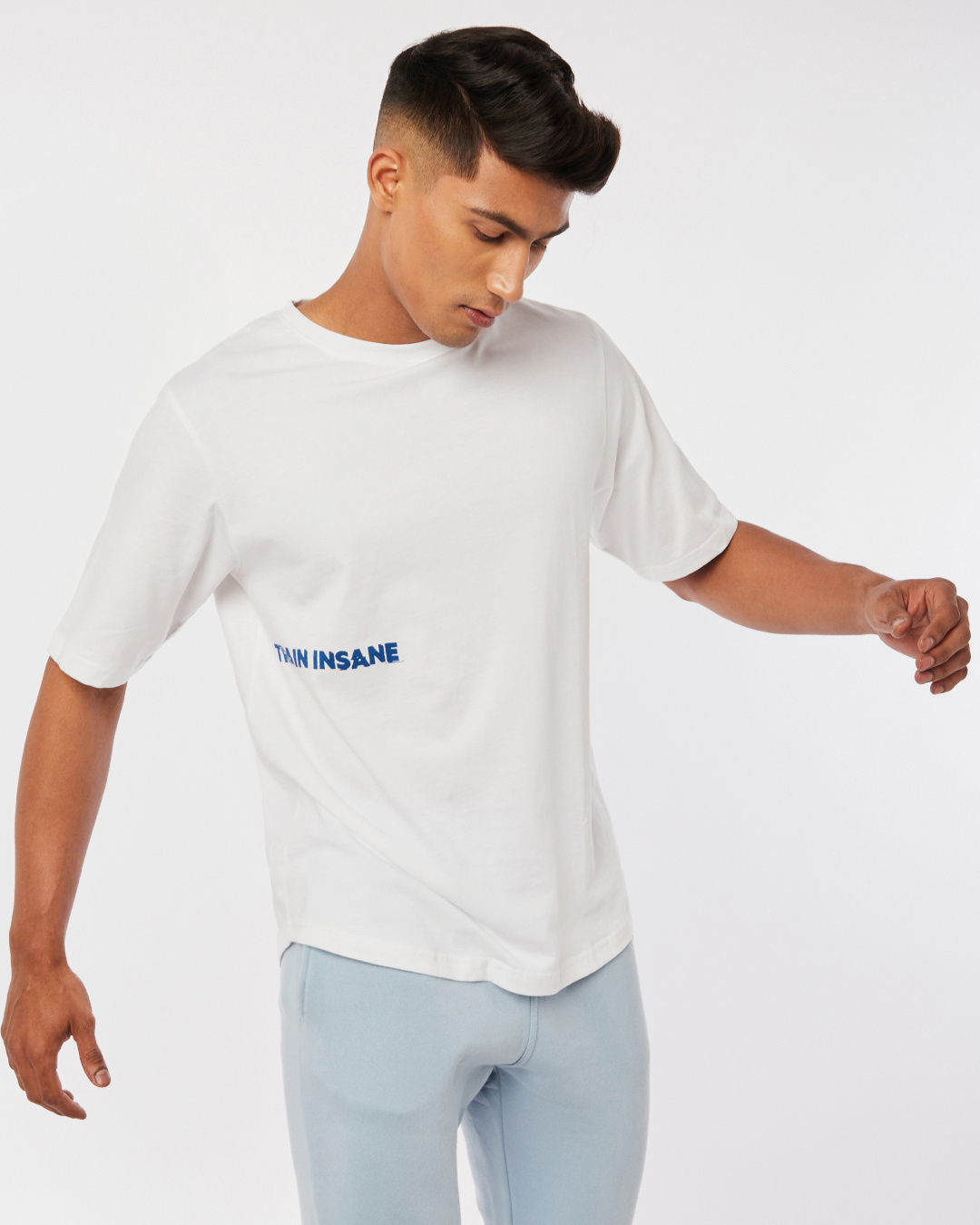Shop Men's White Train Insane Typography Oversized Fit T-shirt-Back