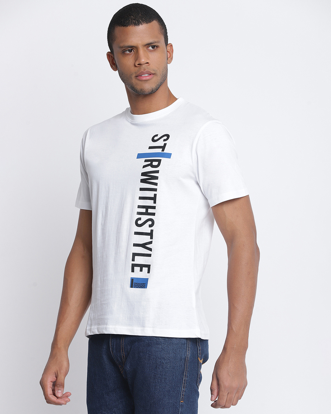 Shop Men's White Typography T-shirt-Back