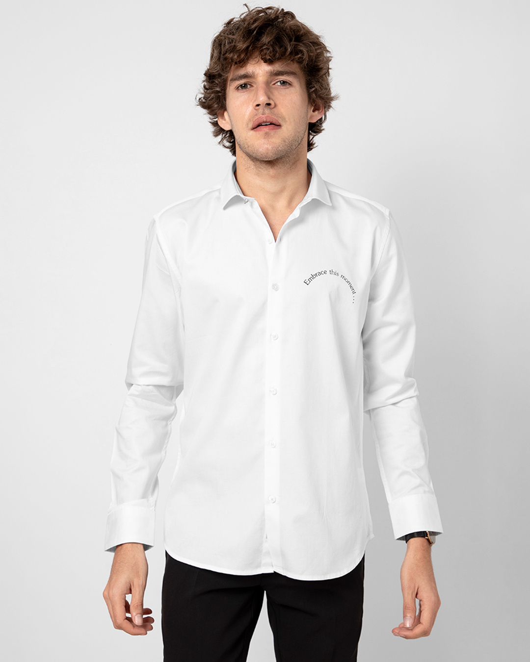 Men's White Typography Regular Fit T-Shirt