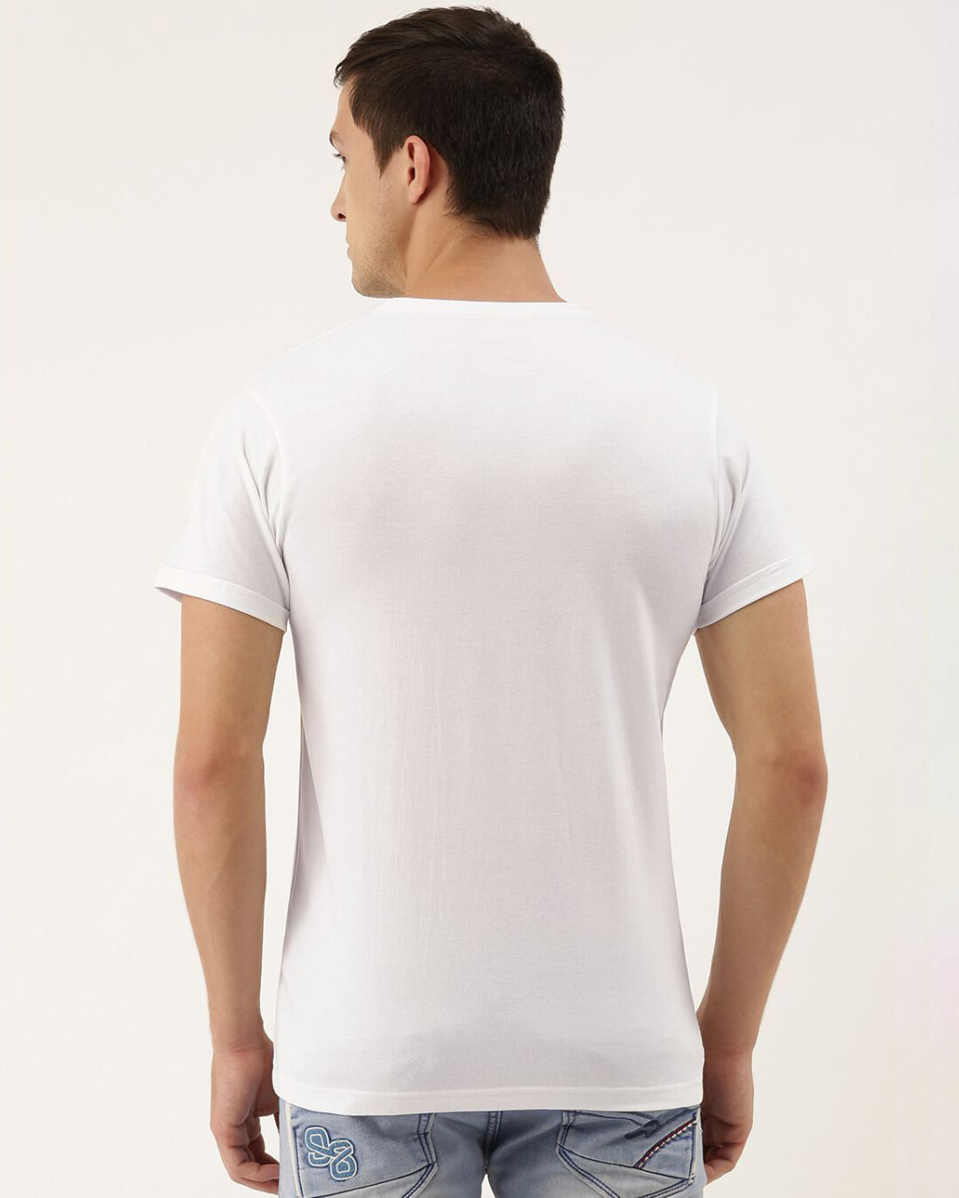 Shop Men's White Typography T-shirt-Back